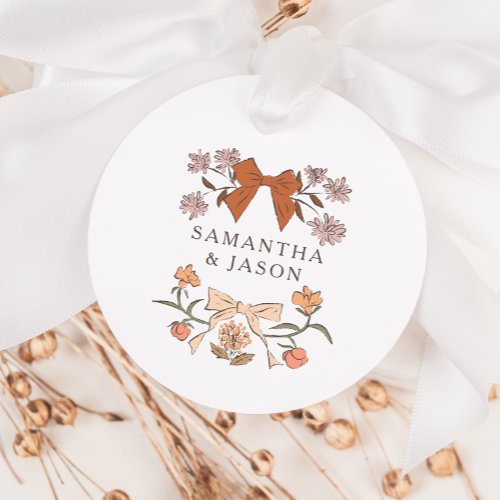 Boho Terracotta Bow Floral Wedding Favor Tags