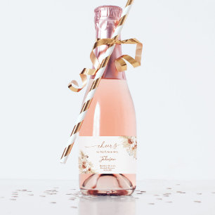 Boho Terracotta Bridal Shower Mini Sparkling Wine  Sparkling Wine Label