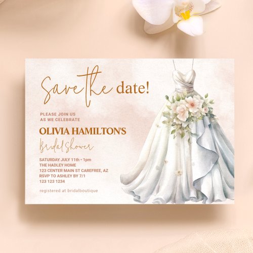 Boho Terracotta Bridal Shower Save the Date Invitation