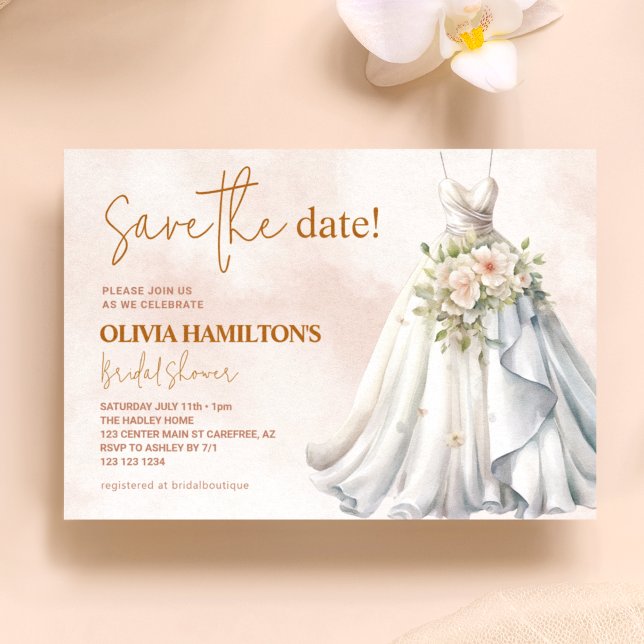 Boho Terracotta Bridal Shower Save the Date Invitation (Creator Uploaded)