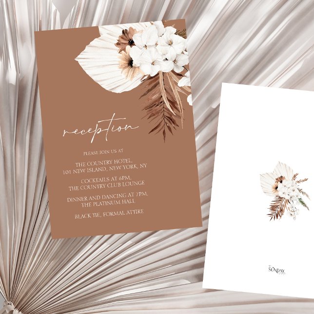Boho Terracotta Brown Floral Wedding Reception Enclosure Card (Boho Terracotta Brown Floral Wedding Reception Enclosure Card)