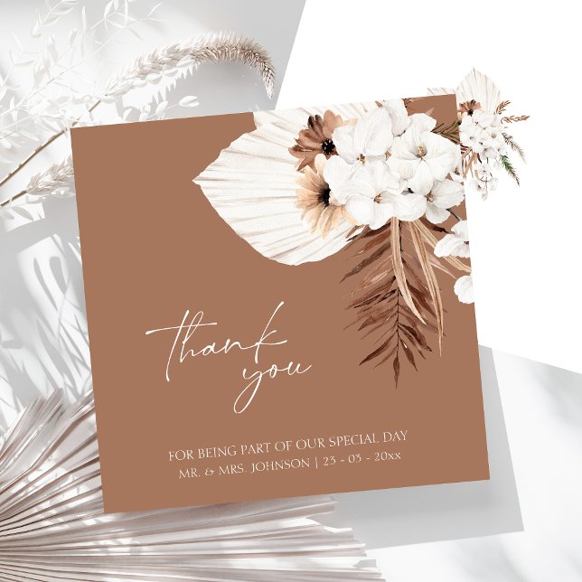 Boho Terracotta Brown Floral Wedding Thank You (Boho Terracotta Brown Floral Wedding Thank You)
