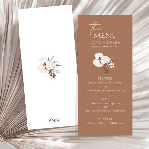 Boho Terracotta Brown Pampas Grass Floral Wedding Menu