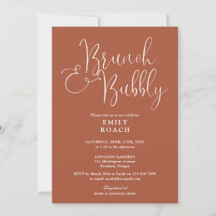 Boho Terracotta Brunch And Bubbly Bridal Shower Invitation