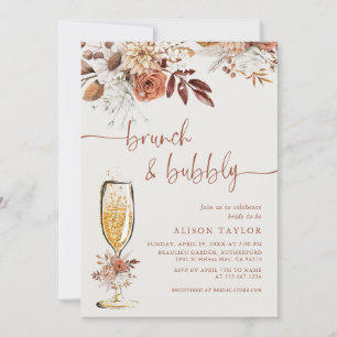 Boho Terracotta Brunch Bubbly Bridal Shower Invitation