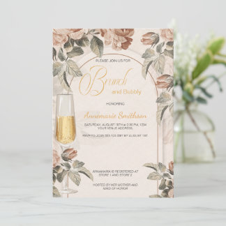  Boho Terracotta Brunch Bubbly Bridal Shower | Invitation