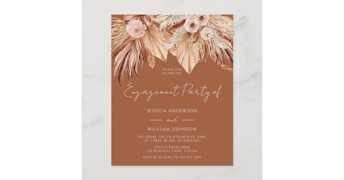 Boho Terracotta Budget Engagement Party Invitation Zazzle