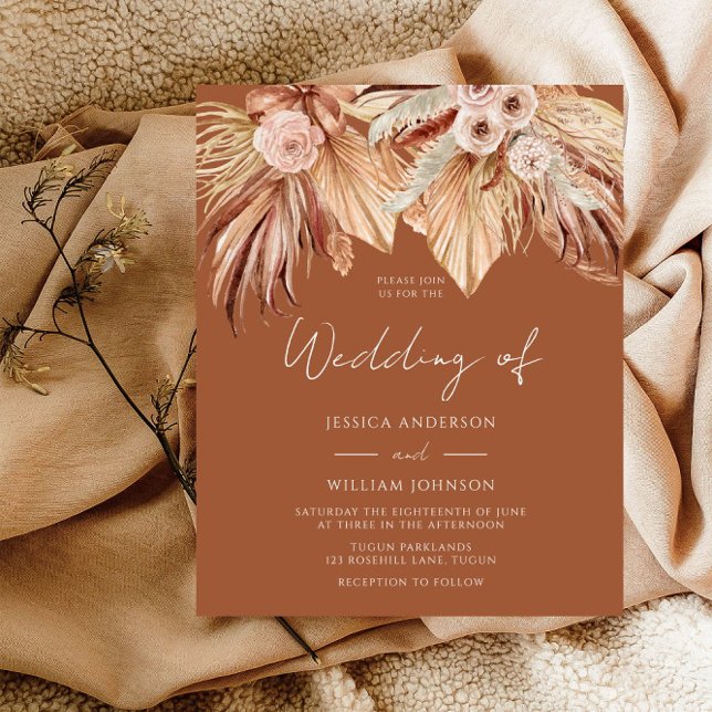 Boho Terracotta Budget Wedding Invitation (Creator Uploaded)