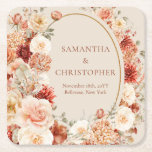 Boho terracotta burgundy floral eucalyptus coaster<br><div class="desc">Picture this: a whimsical blend of boho terracotta, deep burgundy florals, and fragrant eucalyptus leaves beautifully intertwined on a coaster design fit for a dreamy wedding stationery suite. This intricate and charming design effortlessly captures the essence of nature's elegance, setting the tone for a romantic and enchanting celebration. The earthy...</div>