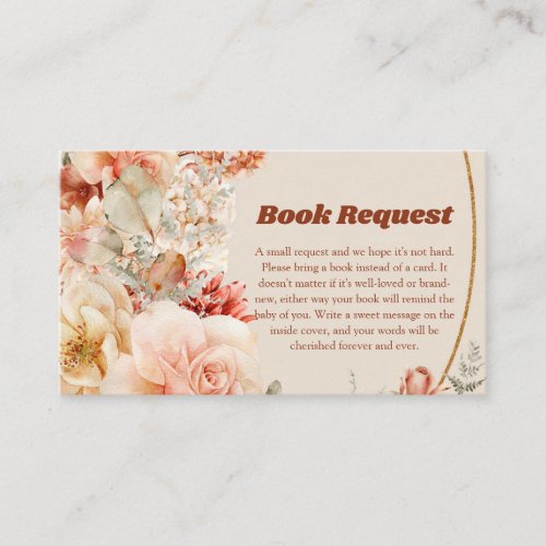 Boho terracotta burgundy floral rust book request enclosure card