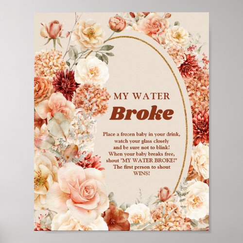 Boho terracotta burgundy rust My Water Broke game Poster