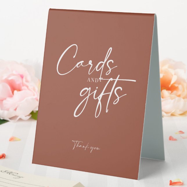 Boho Terracotta Burnt Orange Cards and Gifts Table Tent (In SItu (Wedding))