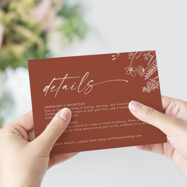 Boho Terracotta Burnt Orange Details Wedding Enclosure Card (Creator Uploaded)