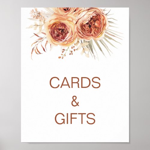 Boho Terracotta Burnt Orange Floral Bridal Shower  Poster - Boho Terracotta Burnt Orange Floral Bridal Shower Sign

Modern floral bohemian bridal shower table top sign featuring a lovely burnt orange floral arrangement with palm leaf and a modern terracotta colored calligraphy heading.  