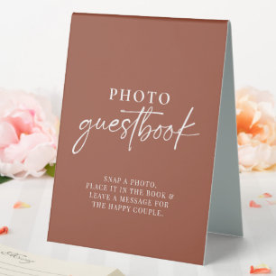 Boho Terracotta Burnt Orange Photo Guestbook Table Tent