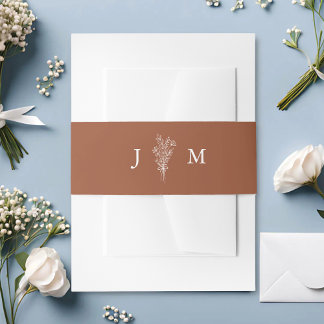 Boho Terracotta Burnt Orange Rustic Wedding Invitation Belly Band