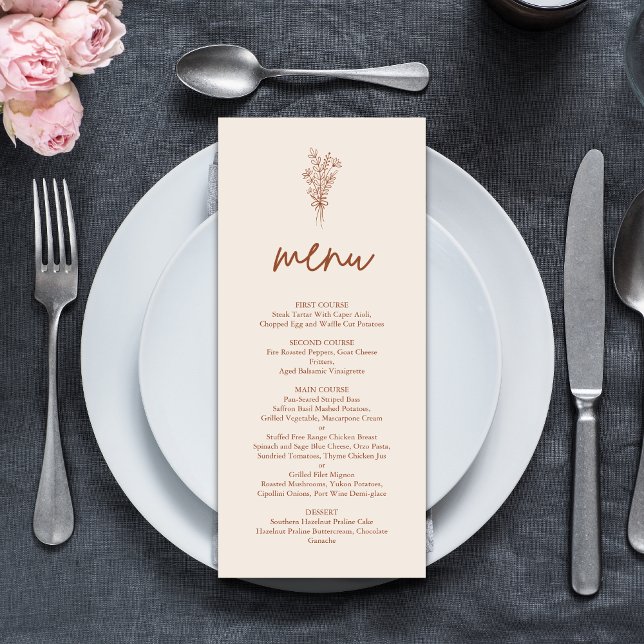 Boho Terracotta Burnt Orange Rustic Wedding Menu (Creator Uploaded)