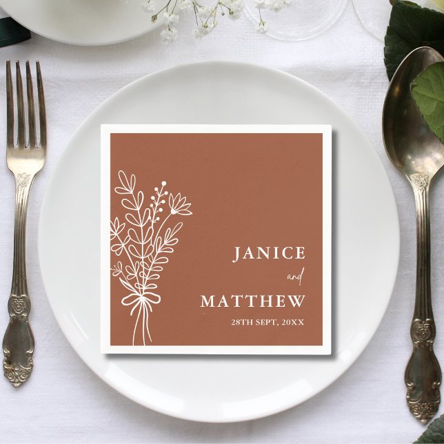 Boho Terracotta Burnt Orange Rustic Wedding Napkins (Creator Uploaded)