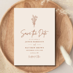 Boho Terracotta Burnt Orange Rustic Wedding Save The Date