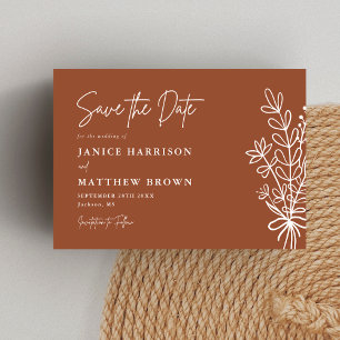 Boho Terracotta Burnt Orange Rustic Wedding Save The Date