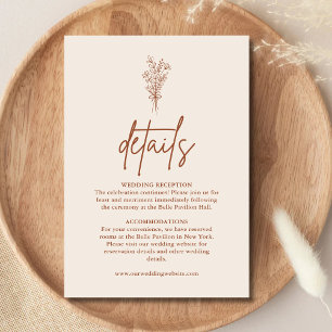 Boho Terracotta Burnt Orange Wedding Details Enclosure Card