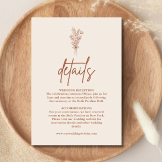 Boho Terracotta Burnt Orange Wedding Details Enclosure Card