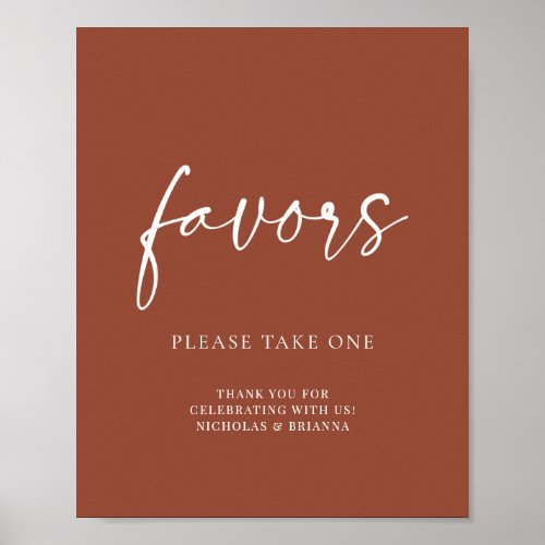 Boho Terracotta Burnt Orange Wedding Favors Poster