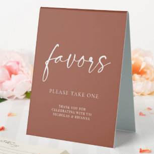 Boho Terracotta Burnt Orange Wedding Favors Table Tent