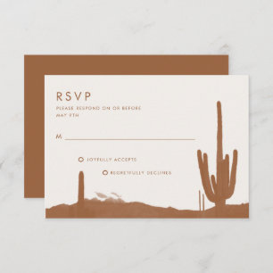 Boho Terracotta Cactus Desert Wedding RSVP Card