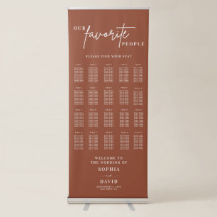 Boho terracotta Calligraphy Wedding Seating Chart Retractable Banner