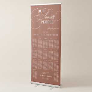 Boho Terracotta Calligraphy Wedding Seating Chart Retractable Banner