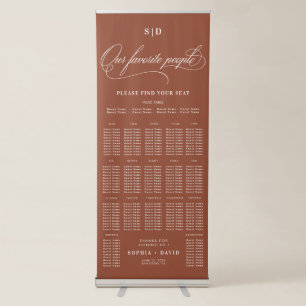 Boho Terracotta Calligraphy Wedding Seating Chart Retractable Banner