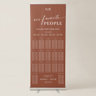 Boho Terracotta Calligraphy Wedding Seating Chart Retractable Banner