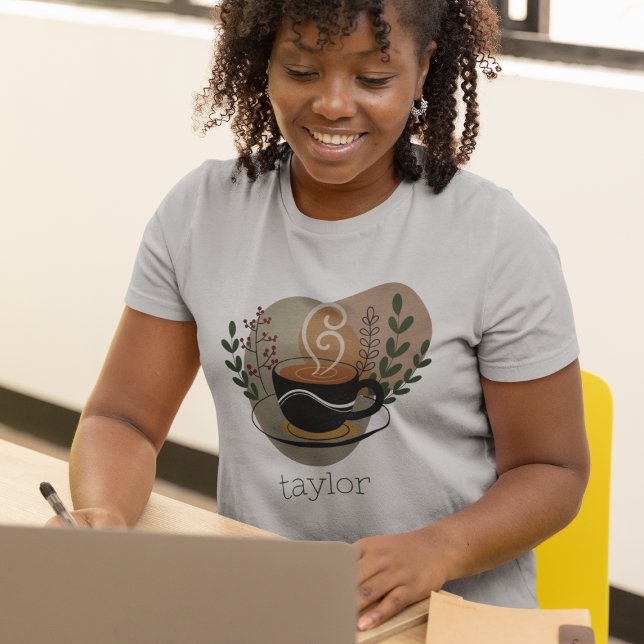 Boho Terracotta Coffee Themed Personalized  T-Shirt (Creator Uploaded)