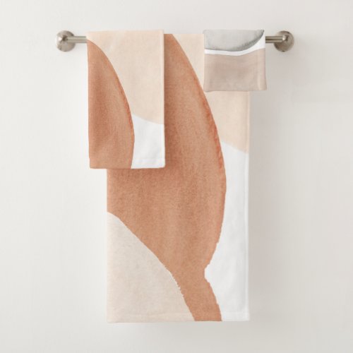 Boho Terracotta Cream Abstract Bath Towel Set