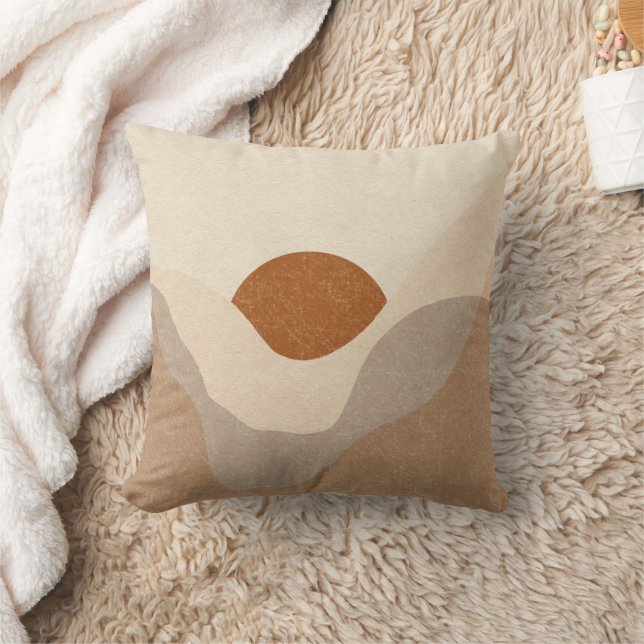 Boho Terracotta Cream Sun Desert Throw Pillow (Blanket)
