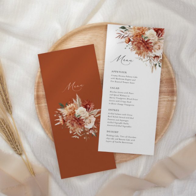 Boho Terracotta Dahlia Rose Elegant Wedding Menu (Creator Uploaded)
