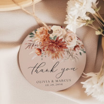 Boho Terracotta Dahlia Rose Wedding Thank You