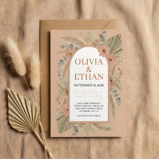 Boho Terracotta Desert Arch Wedding Invitation