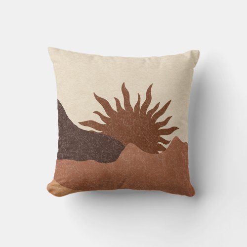 Boho Terracotta Desert Sun  Throw Pillow