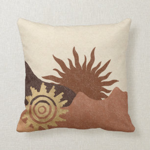 Boho Terracotta Desert Sun Throw Pillow