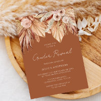 Boho Terracotta Dried Floral Gender Reveal Party Invitation