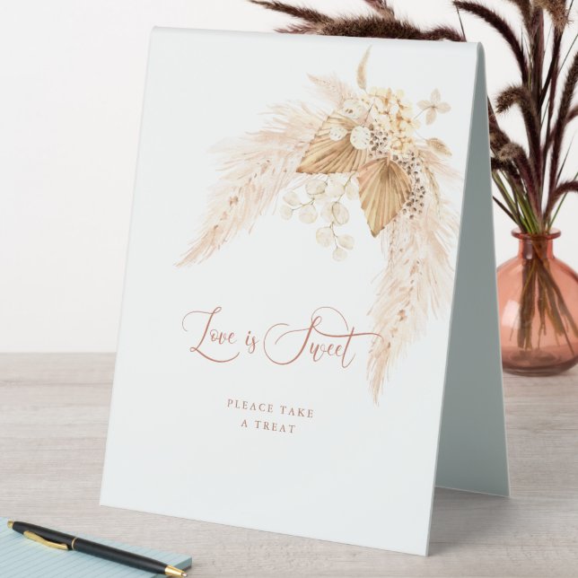 Boho Terracotta Dried Flowers Love Is Sweet Table Tent (In SItu (Table))