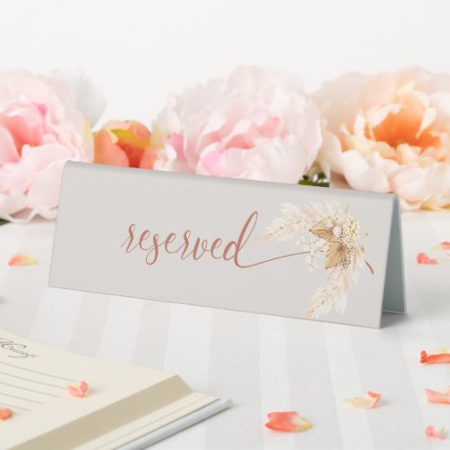 Boho Terracotta Dried Flowers Reserved Table Tent Sign