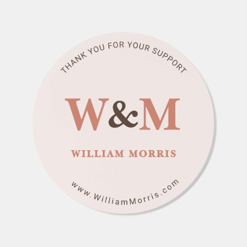 Boho Terracotta Earthy Clay Serif Monogram Logo Classic Round Sticker
