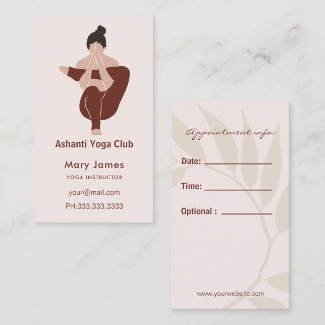 Boho Terracotta Earthy Yoga Instructor Appointment Card (Front/Back)