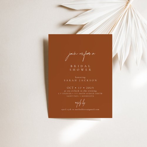 Boho Terracotta Elegant Bridal Shower Invitation