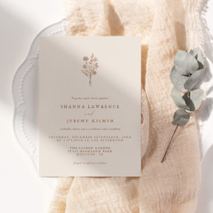 Boho Terracotta Elegant Minimal Wedding   Invitation