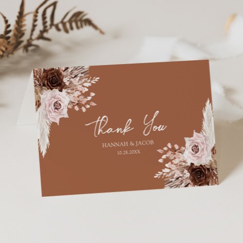 Boho Terracotta Fall Floral Wedding Thank You