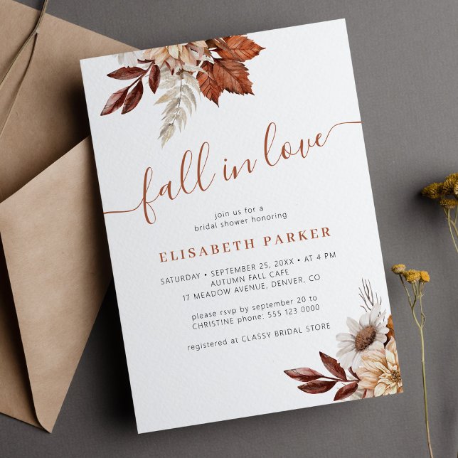 Boho terracotta fall in love bridal shower invitation (Creator Uploaded)